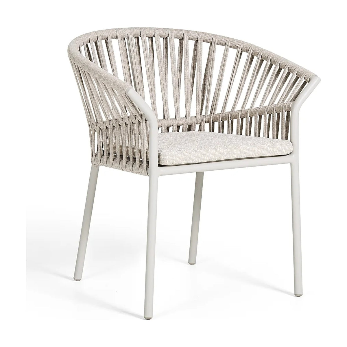 Tofino Alu Armchair Domestica – With Seat Cushion, Three Quarter View on White