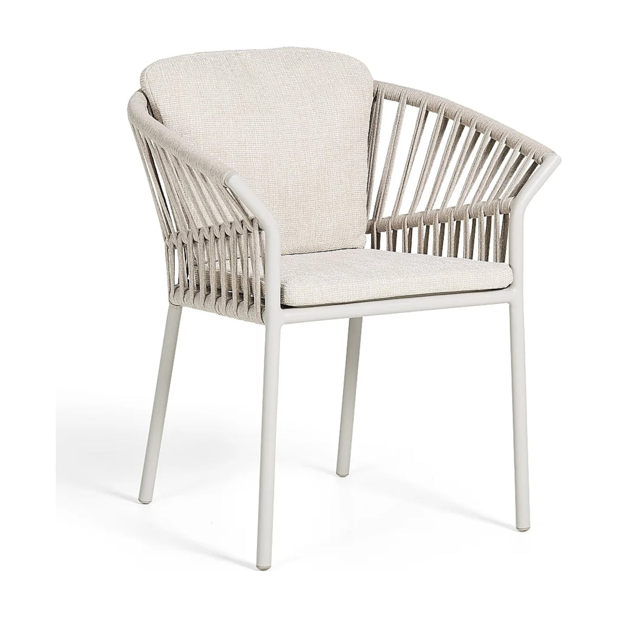 Tofino Alu Armchair Domestica – With Seat and Back Cushions, Three Quarter View on White
