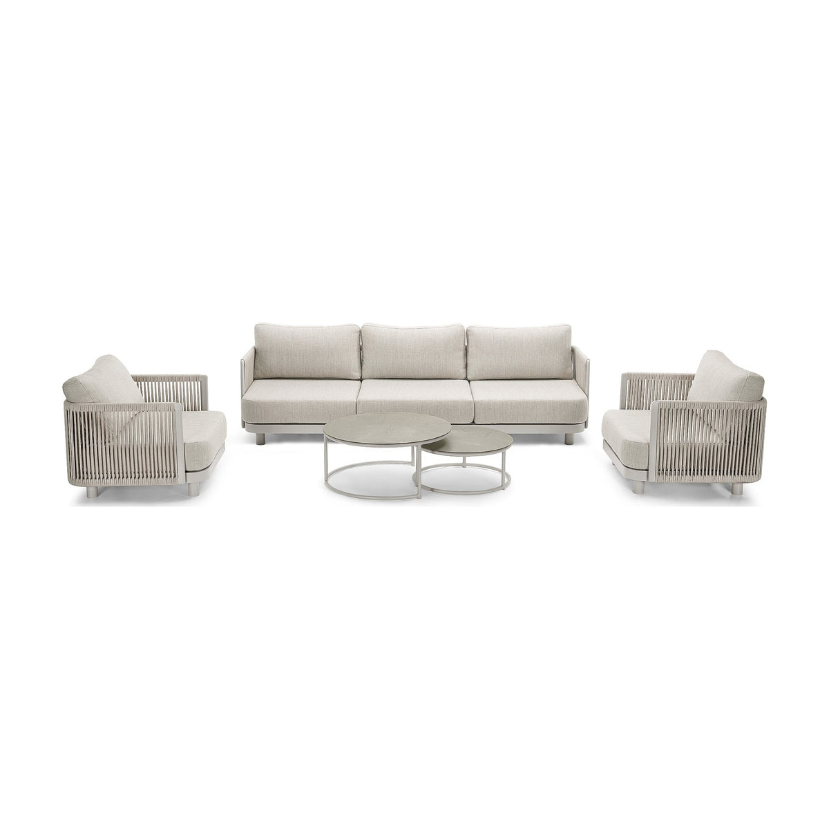 Lounge Set Bonito Backrest Alu Dune Domestica – With Coffee Tables, Front View on White
