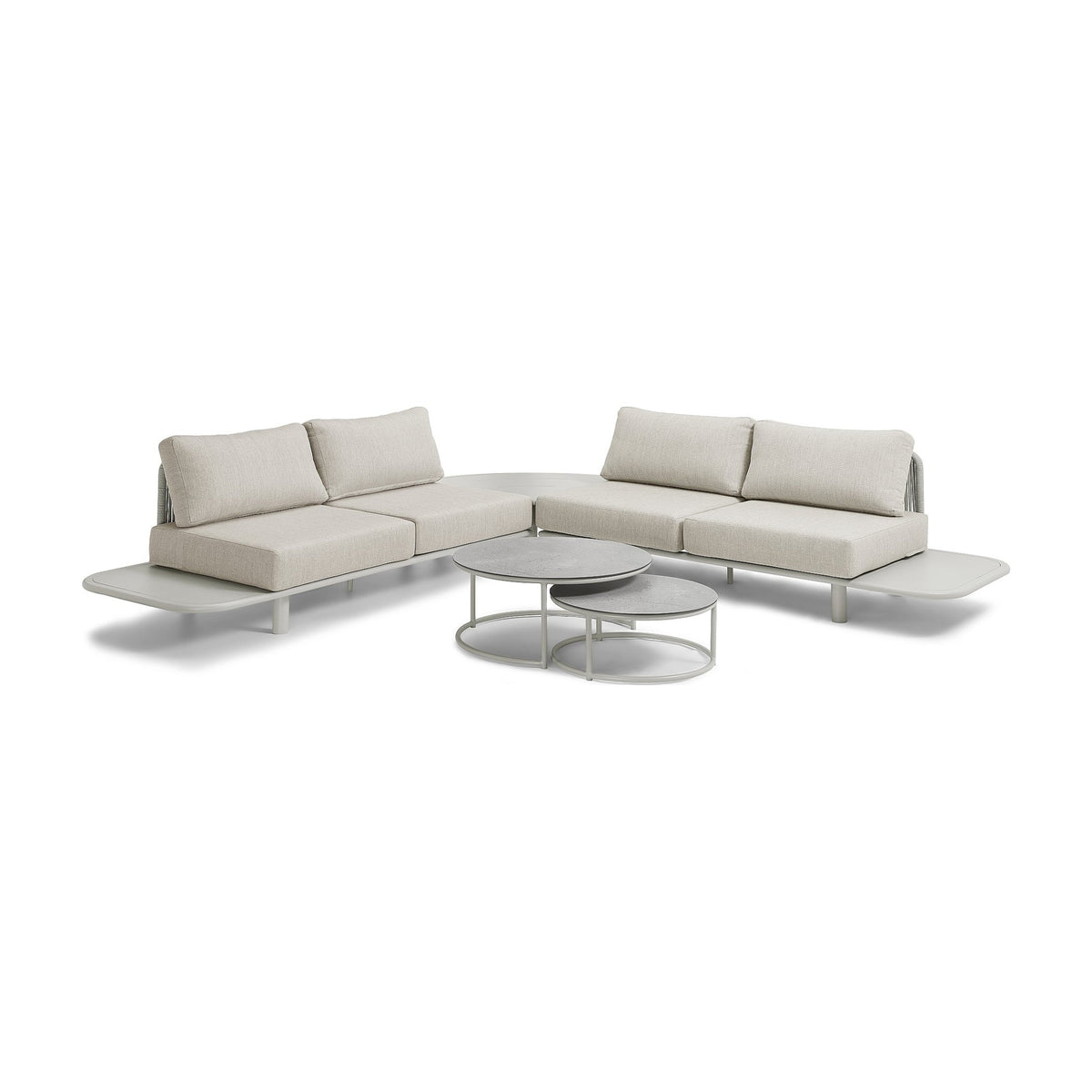 Coffee Table Set Bonito Alu Dune Domestica – With Modular Corner Sofa on White