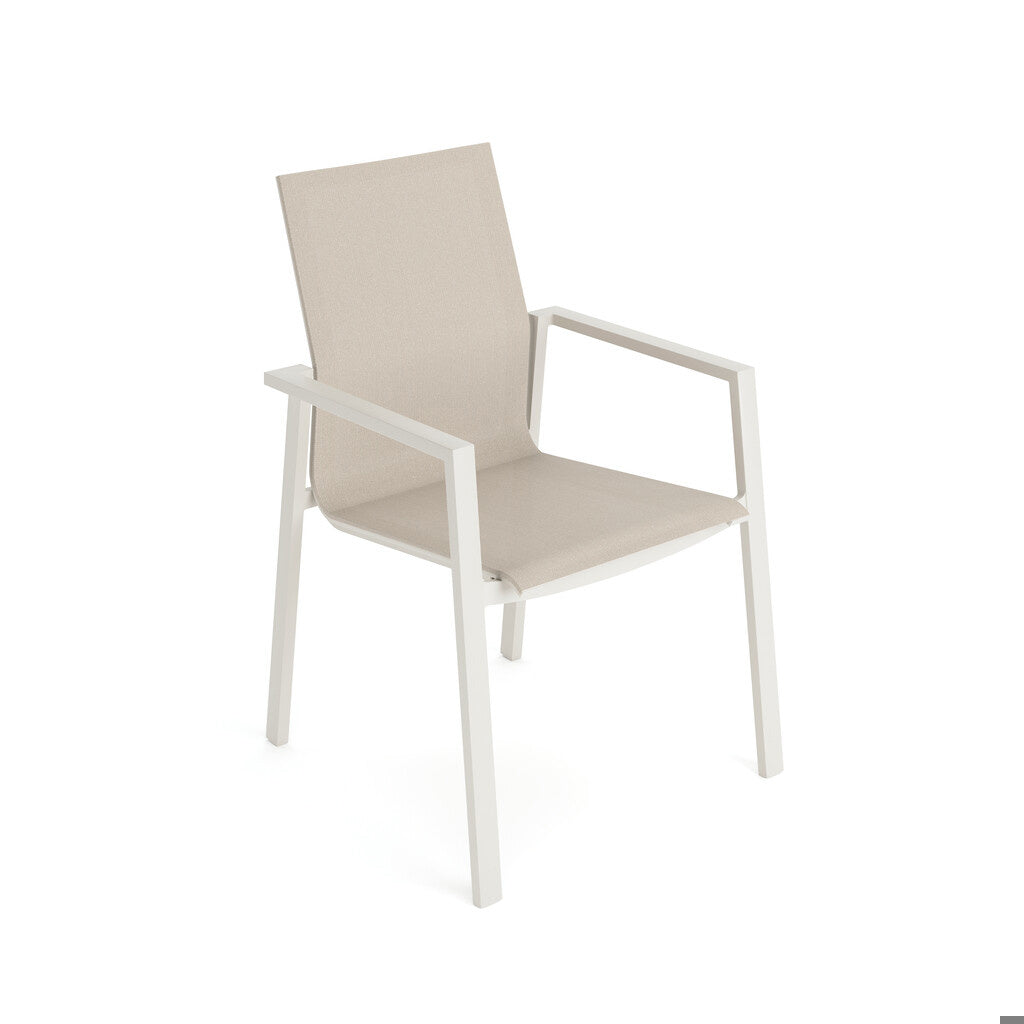 Beja Stackable Armchair Alu Dune Mat Batyline Serge Ferrari Eden Sand Domestica – Three Quarter View, Alternate