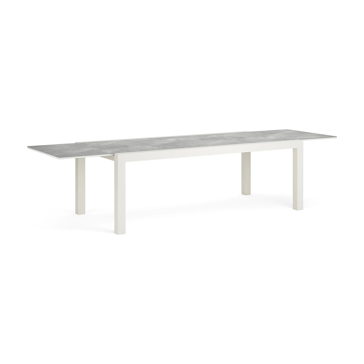 Livorno Extendable Dining Table 220-330x106 Alu Dune Mat Ceramic Palladium Grey Domestica – Extended, Three Quarter View