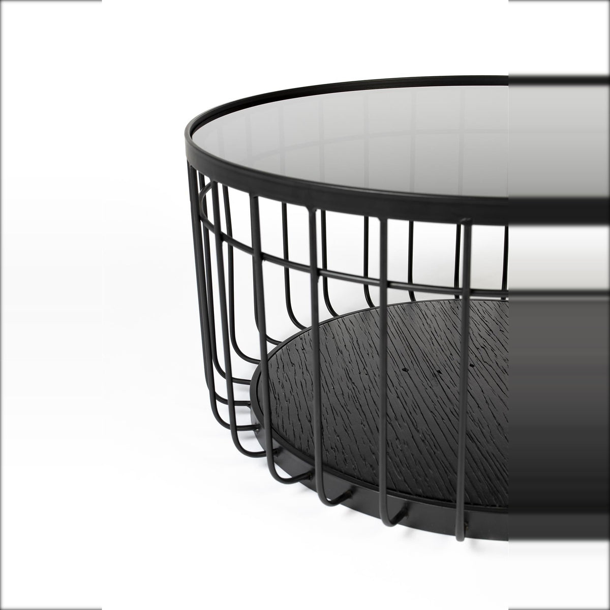 Coffee Table Lance M Black Domestica – Black Wire Frame and Lower Shelf Detail