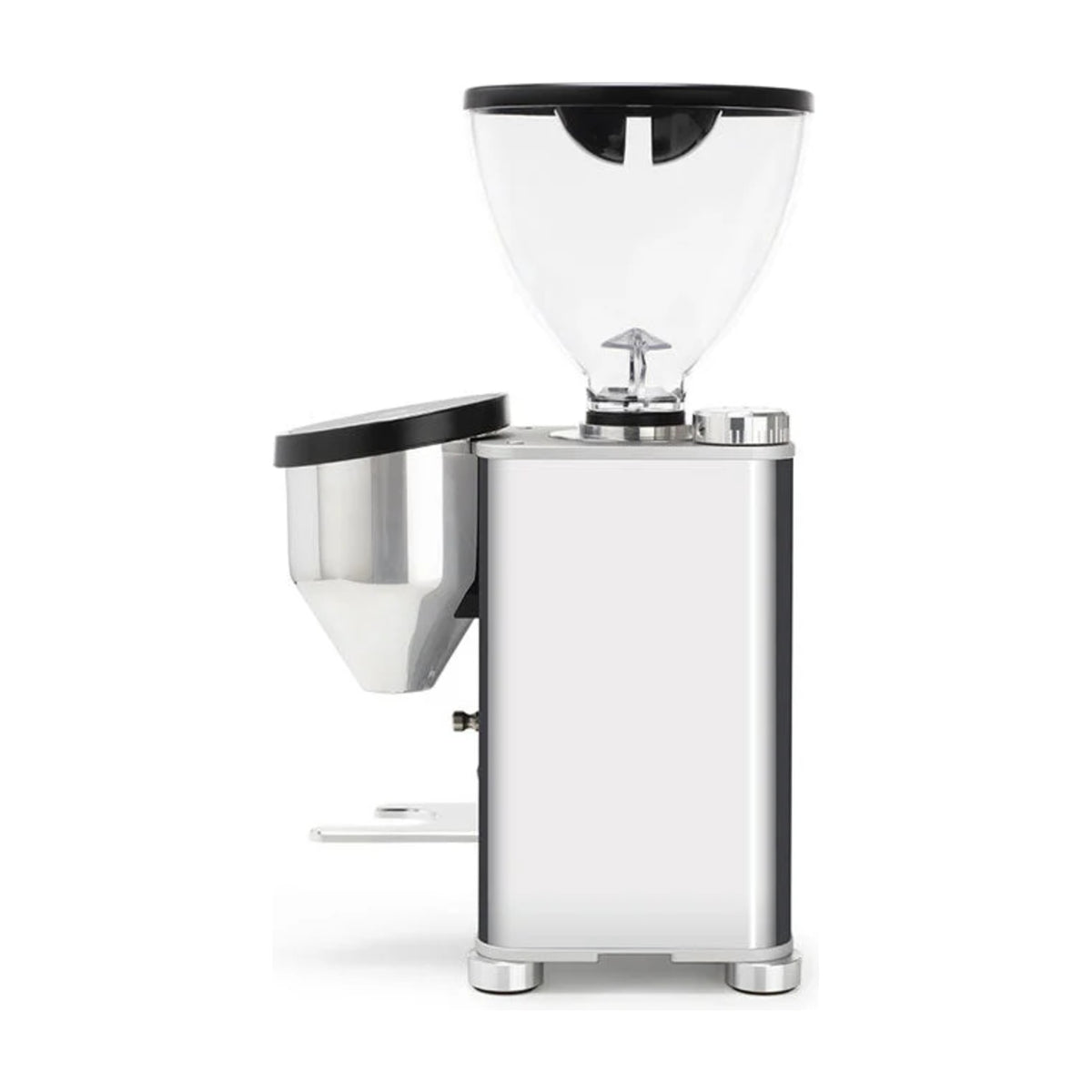 Coffee Grinder Giannino Rocket Espresso Domestica – Chrome/Wood, Side View on White