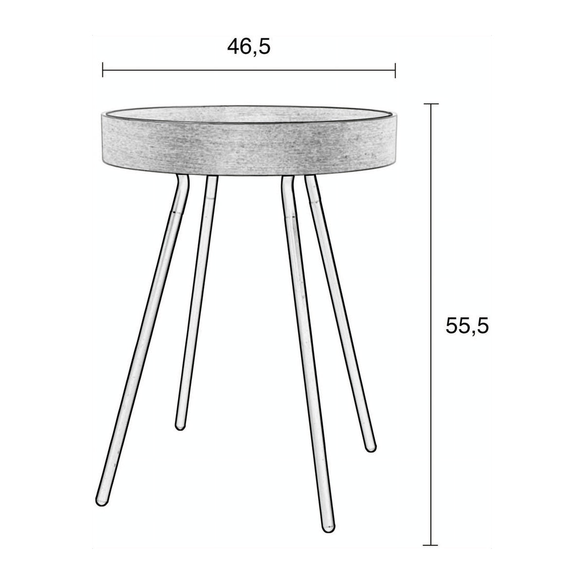 Side Table Oak Tray Natural Domestica – Dimensions Drawing