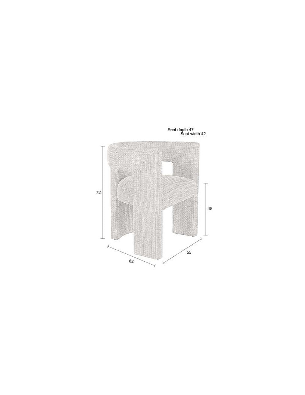 Dining Chair Medina Off White Domestica – Dimensions Drawing