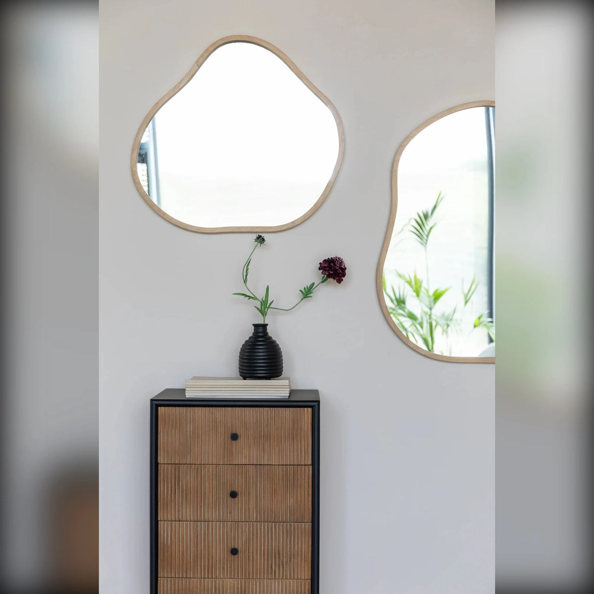 Mirror Zem Natural Bamboo Domestica – Lifestyle – Pair of Mirrors Above a Cabinet