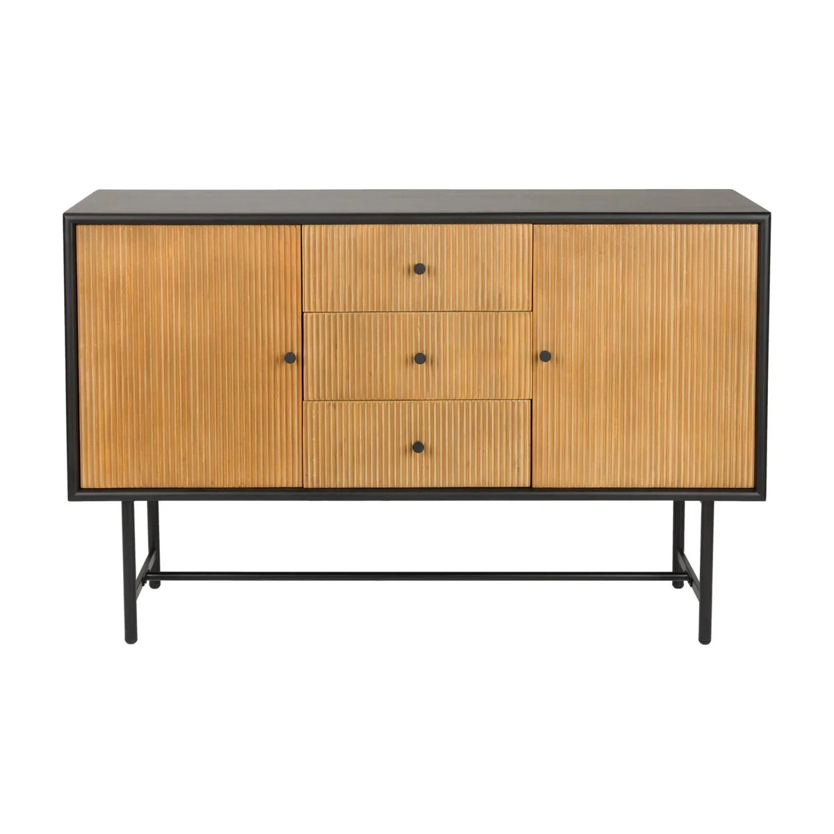 Sideboard Coztilla Black Brown Domestica – Front View on White