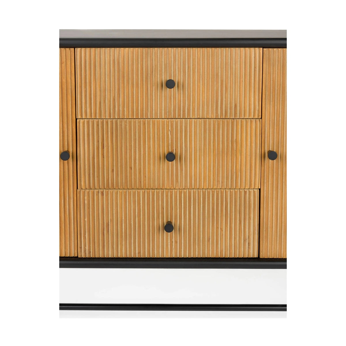 Sideboard Coztilla Black Brown Domestica – Ribbed Drawers and Doors Close-up