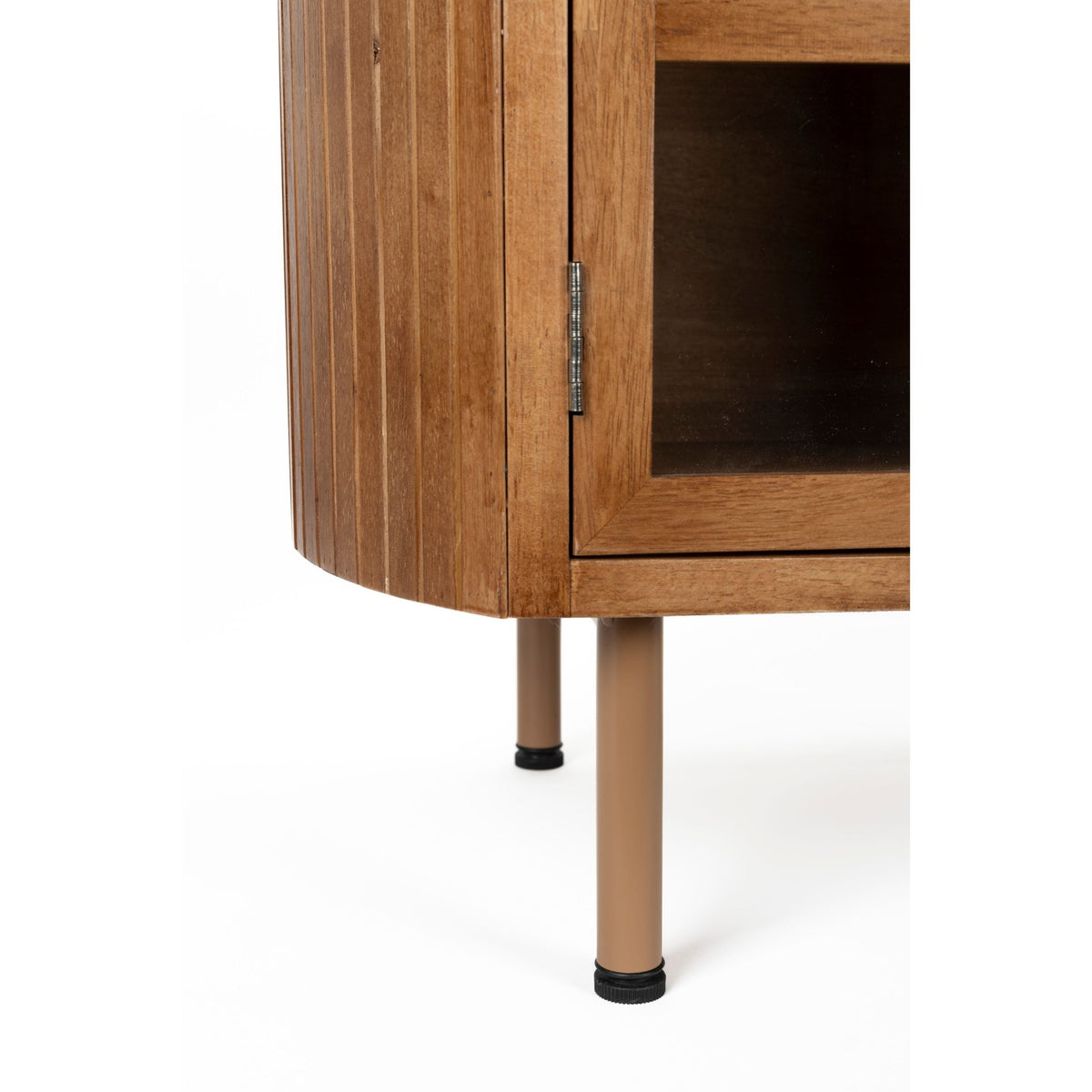 Sideboard Yaz Low Brown Domestica – Rounded Slatted Side and Leg Detail