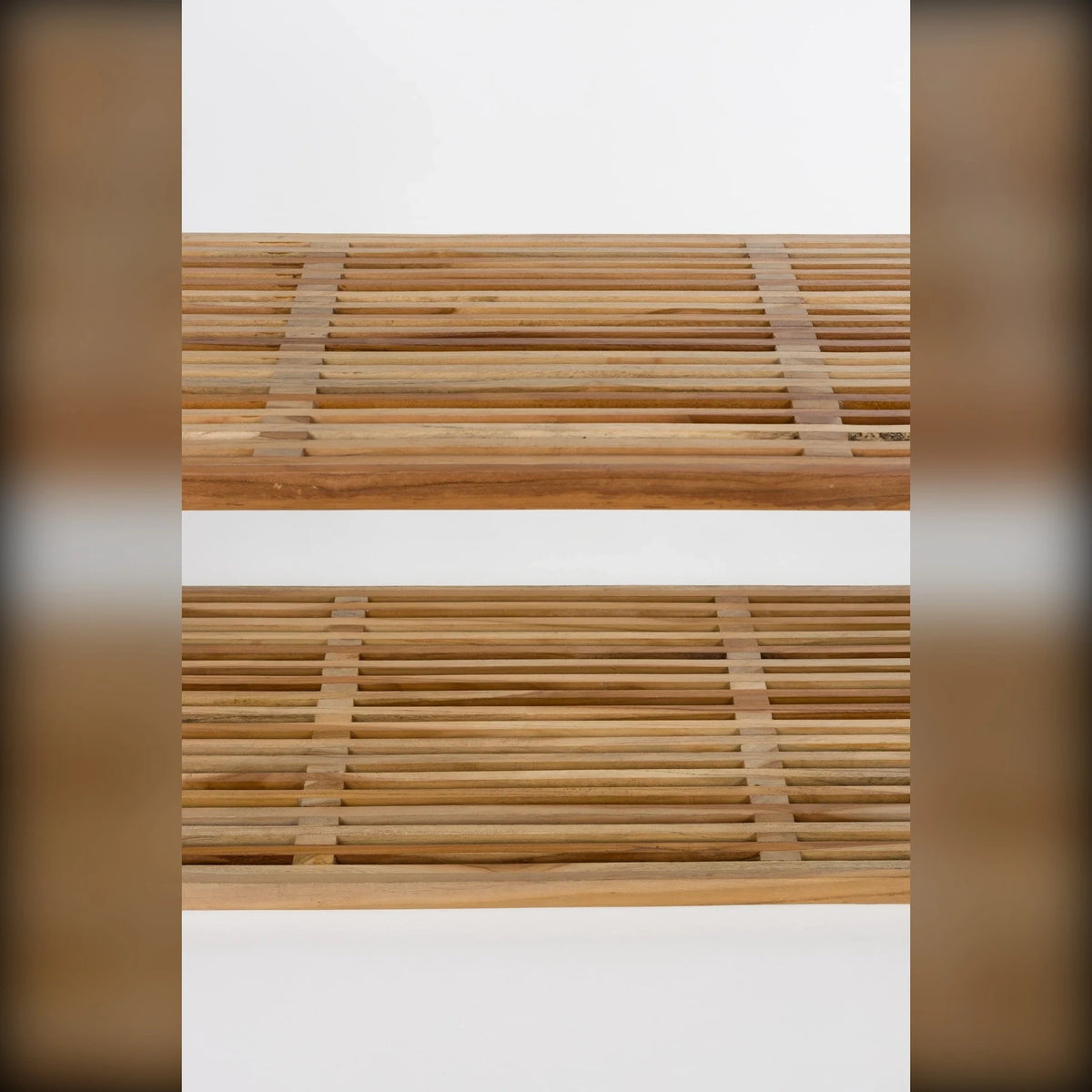 Coffee Table Djia Natural Teak Domestica – Slatted Top and Shelf Detail