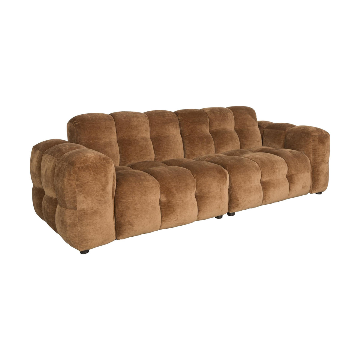 Sofa Hackman 3-Seater Velours Cognac Domestica – Three Quarter View on White