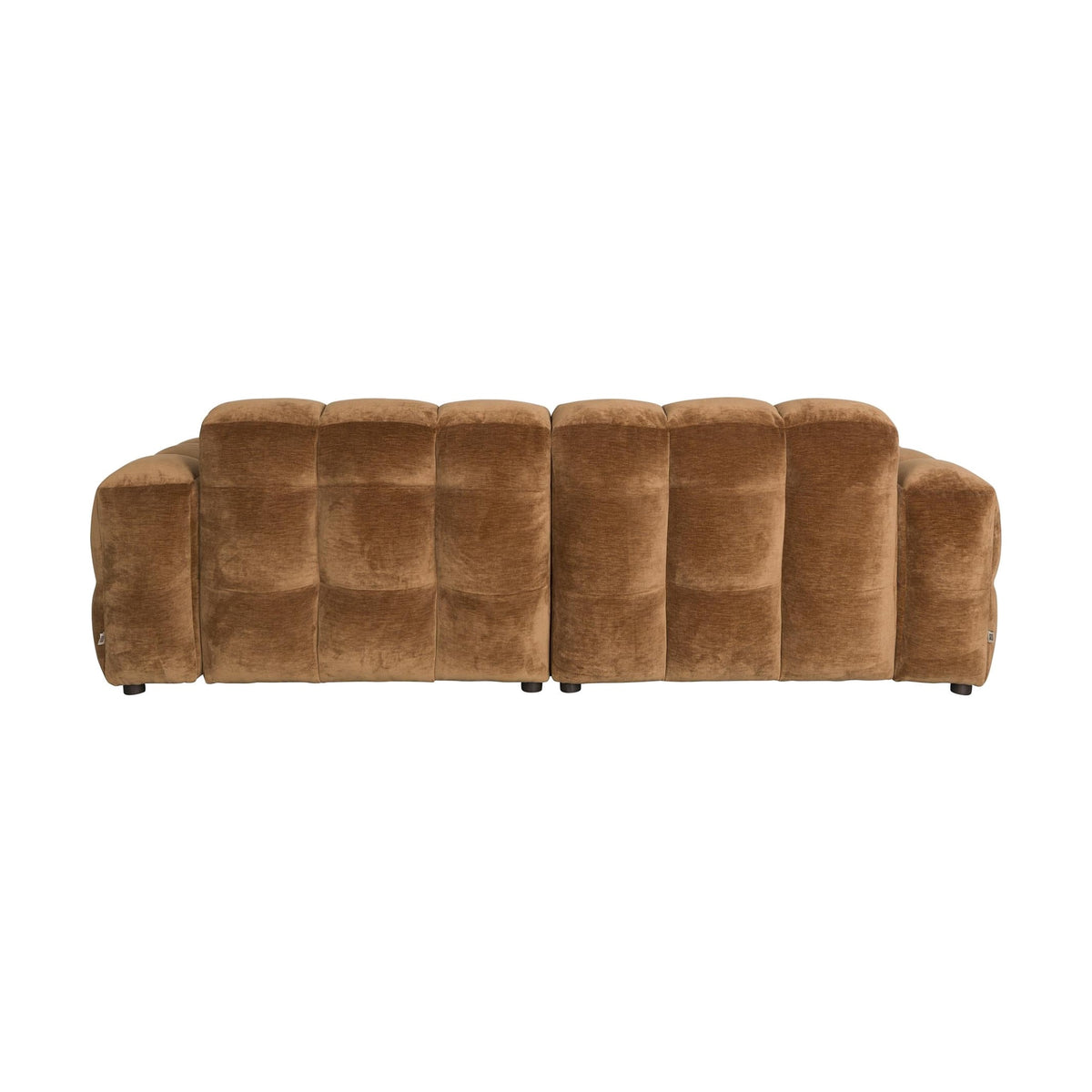 Sofa Hackman 3-Seater Velours Cognac Domestica – Front View on White