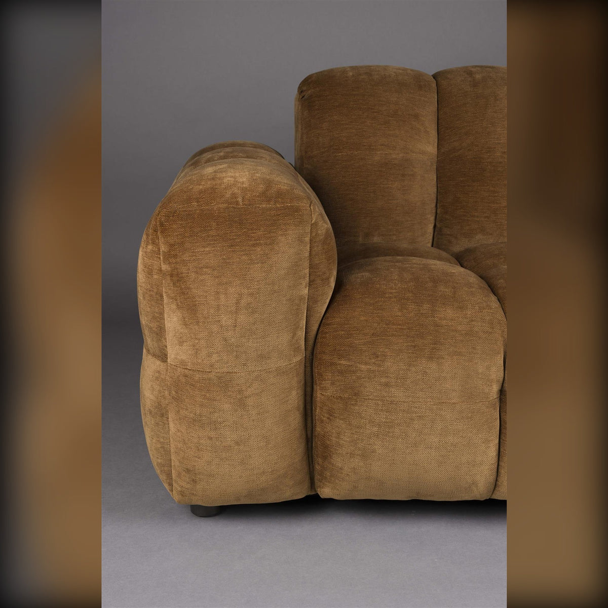 Sofa Hackman 3-Seater Velours Cognac Domestica – Armrest and Cushion Detail