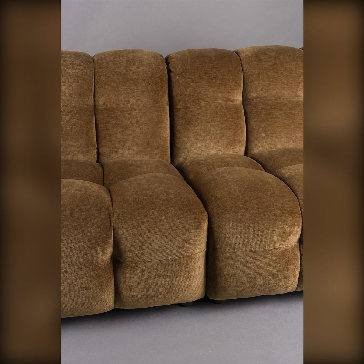 Sofa Hackman 3-Seater Velours Cognac Domestica – Seat Cushions Detail