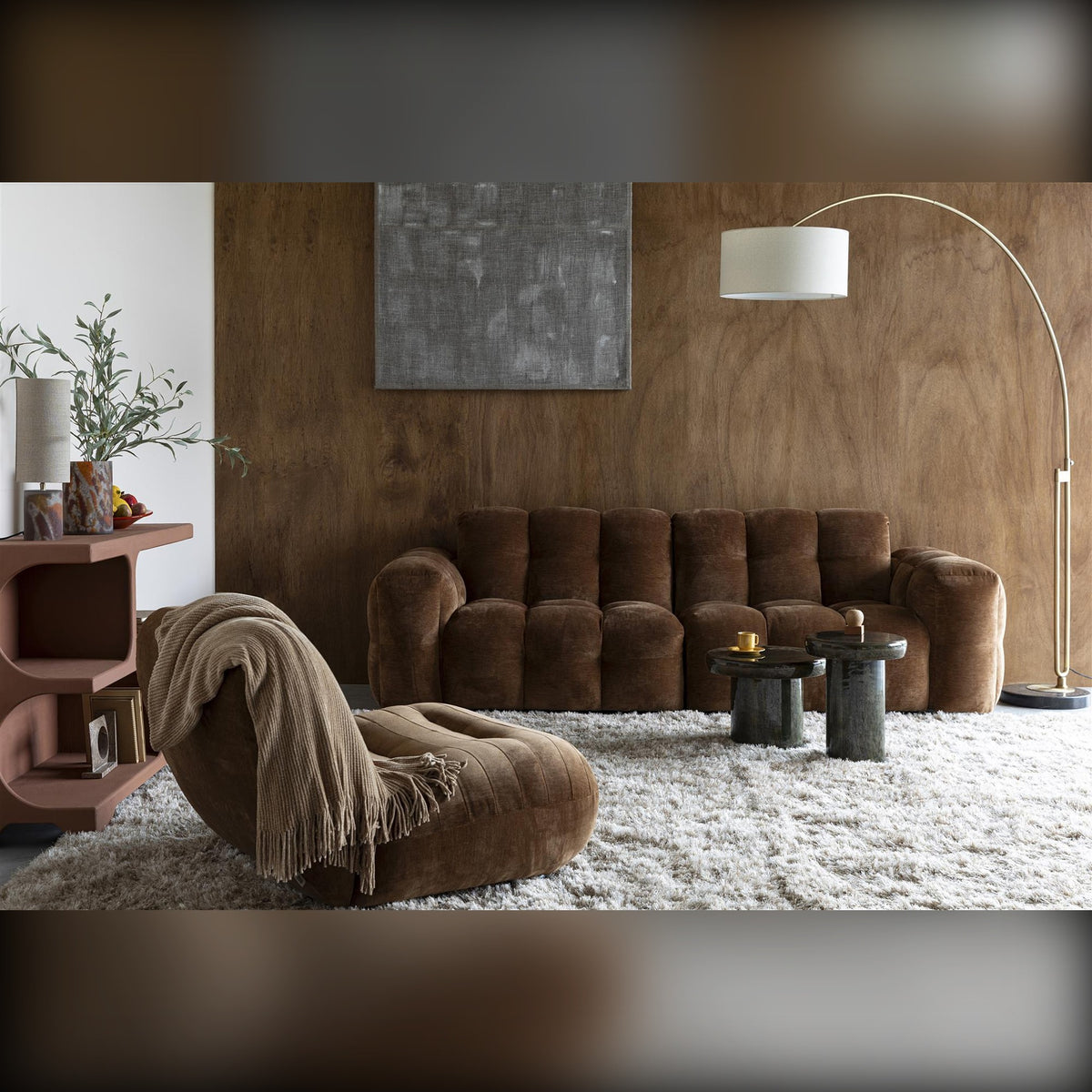 Sofa Hackman 3-Seater Velours Cognac Domestica – Lifestyle – Living Room