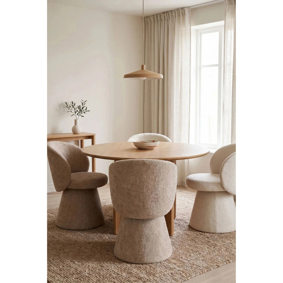 Dining Chair Milly Taupe Domestica – Lifestyle – Around a Round Dining Table