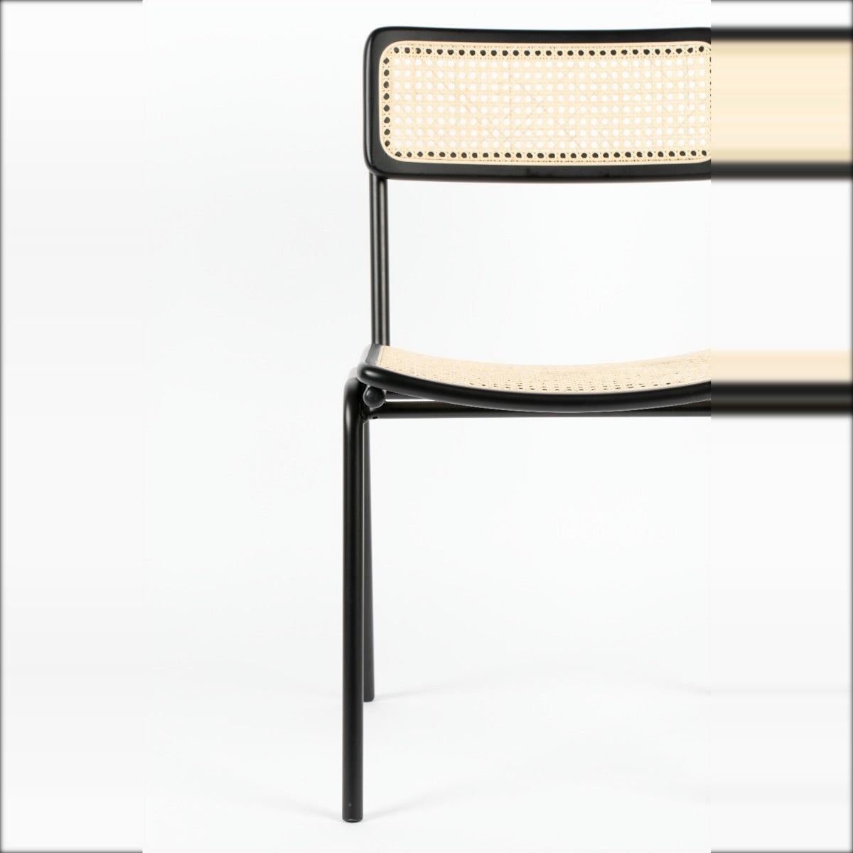 Dining Chair Jort Natural Black Domestica – Seat and Rattan Backrest Close-up