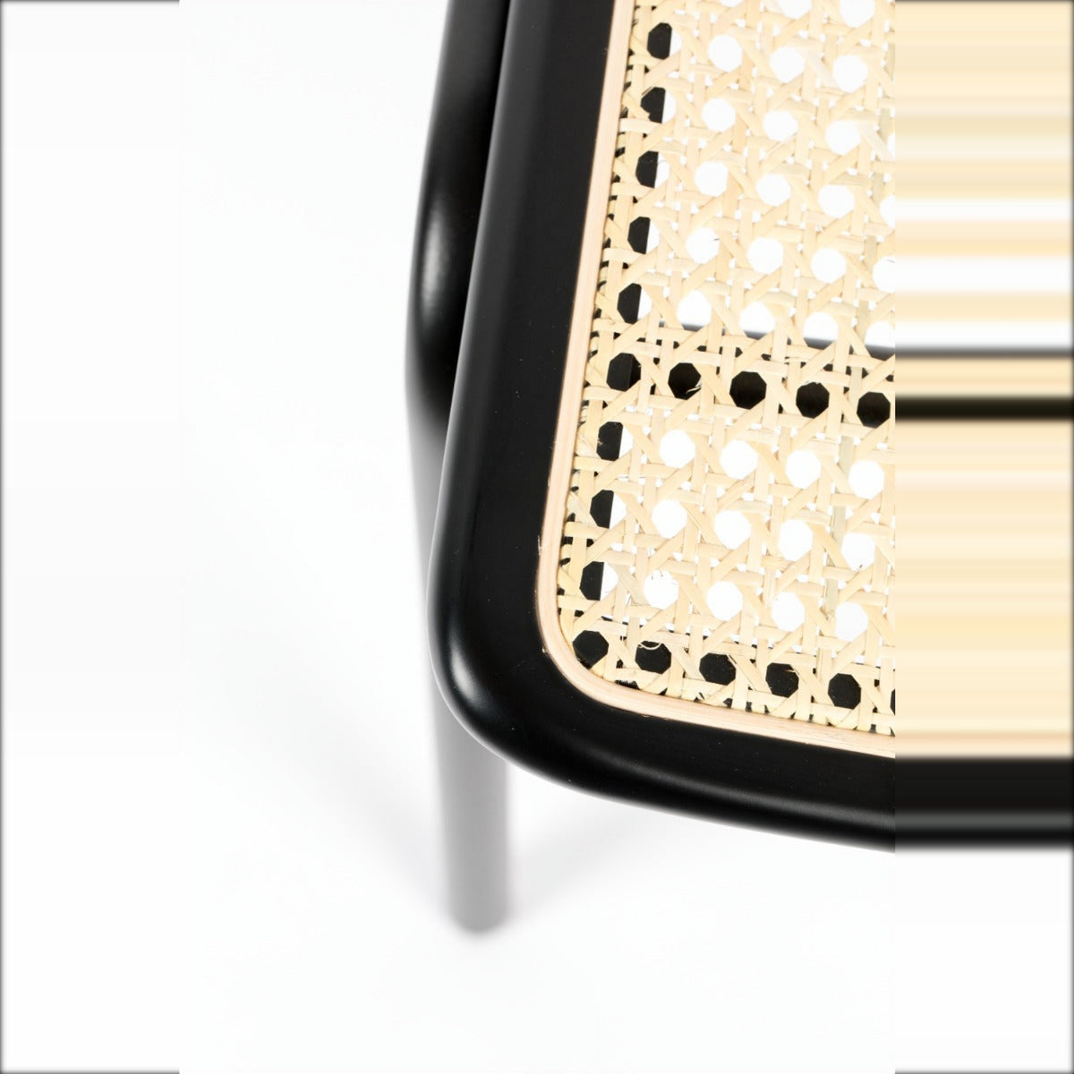 Dining Chair Jort Natural Black Domestica – Rattan Backrest Side Edge Close-up