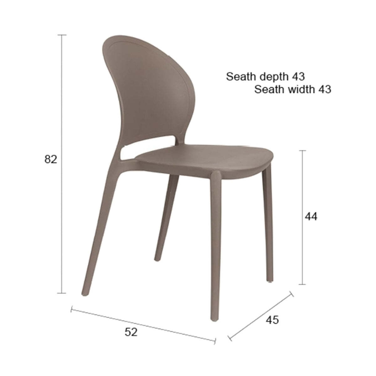 Outdoor Chair Sjoerd Grey Domestica – Dimensions Drawing