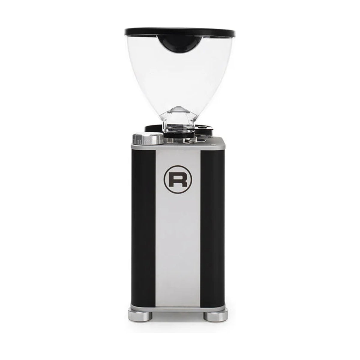 Coffee Grinder Giannino Rocket Espresso Domestica – Black/Chrome, Back View with Stainless Steel Panel