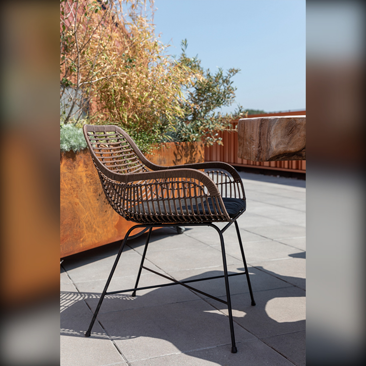 Outdoor Armchair Cantik Grey Domestica – Lifestyle – On a Sunny Terrace