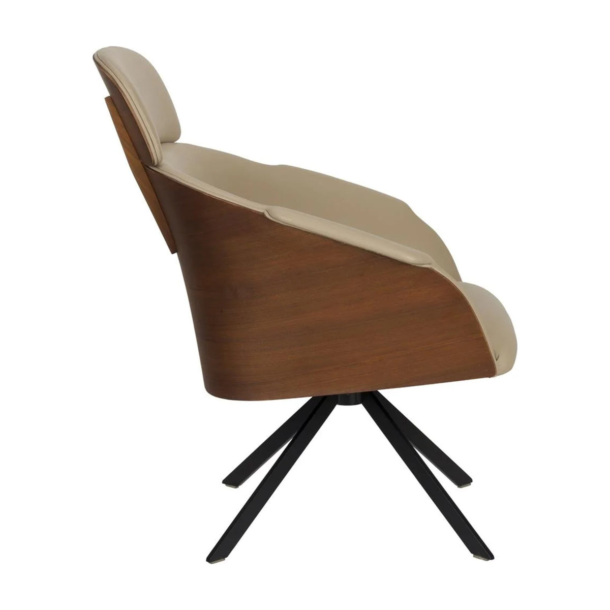 Lounge Chair Frie Beige Walnut Domestica – Side View on White