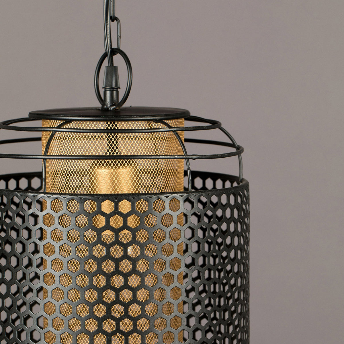 Pendant Lamp Archer M Black Domestica – Double-Layer Perforated Shade Detail