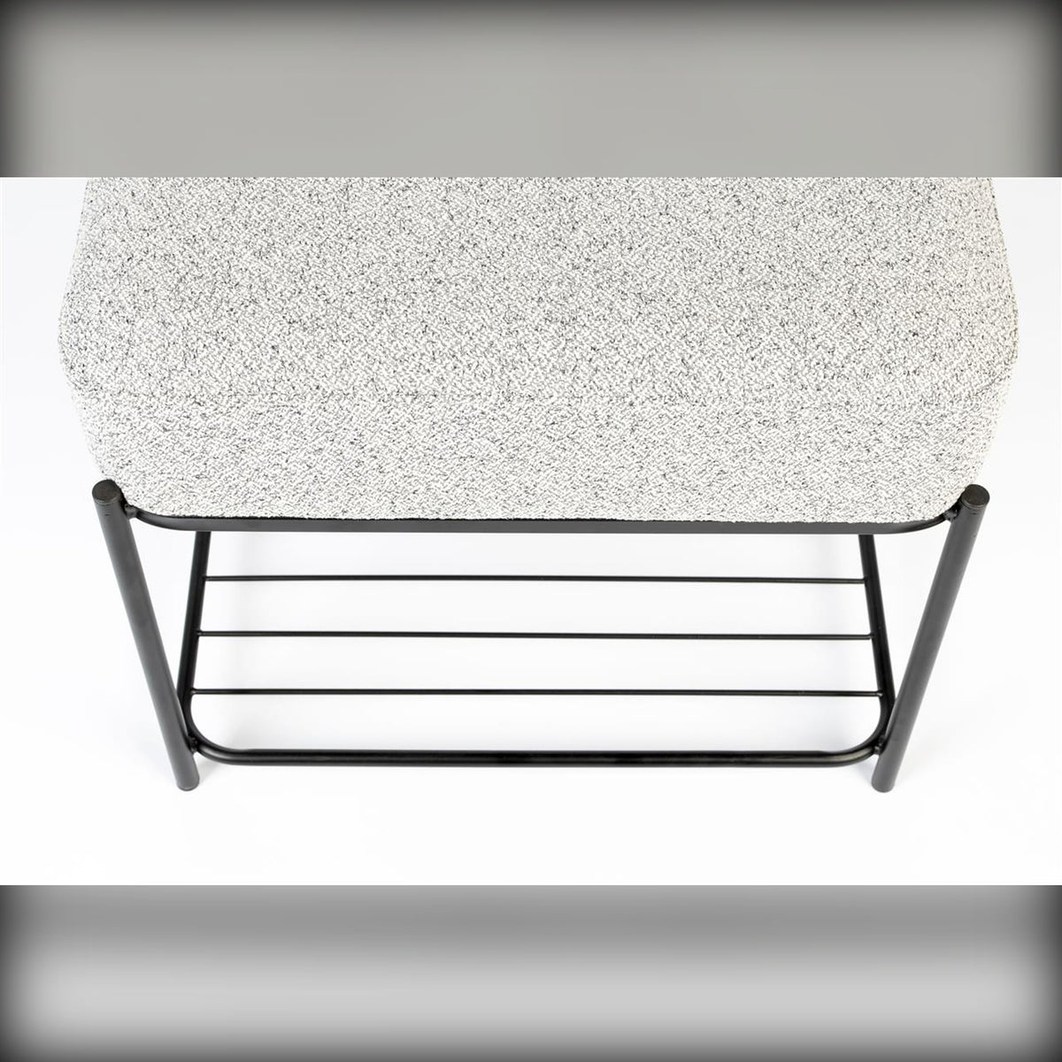 Stool Milou Rectangular Domestica – Upholstered Seat and Shelf Close-up