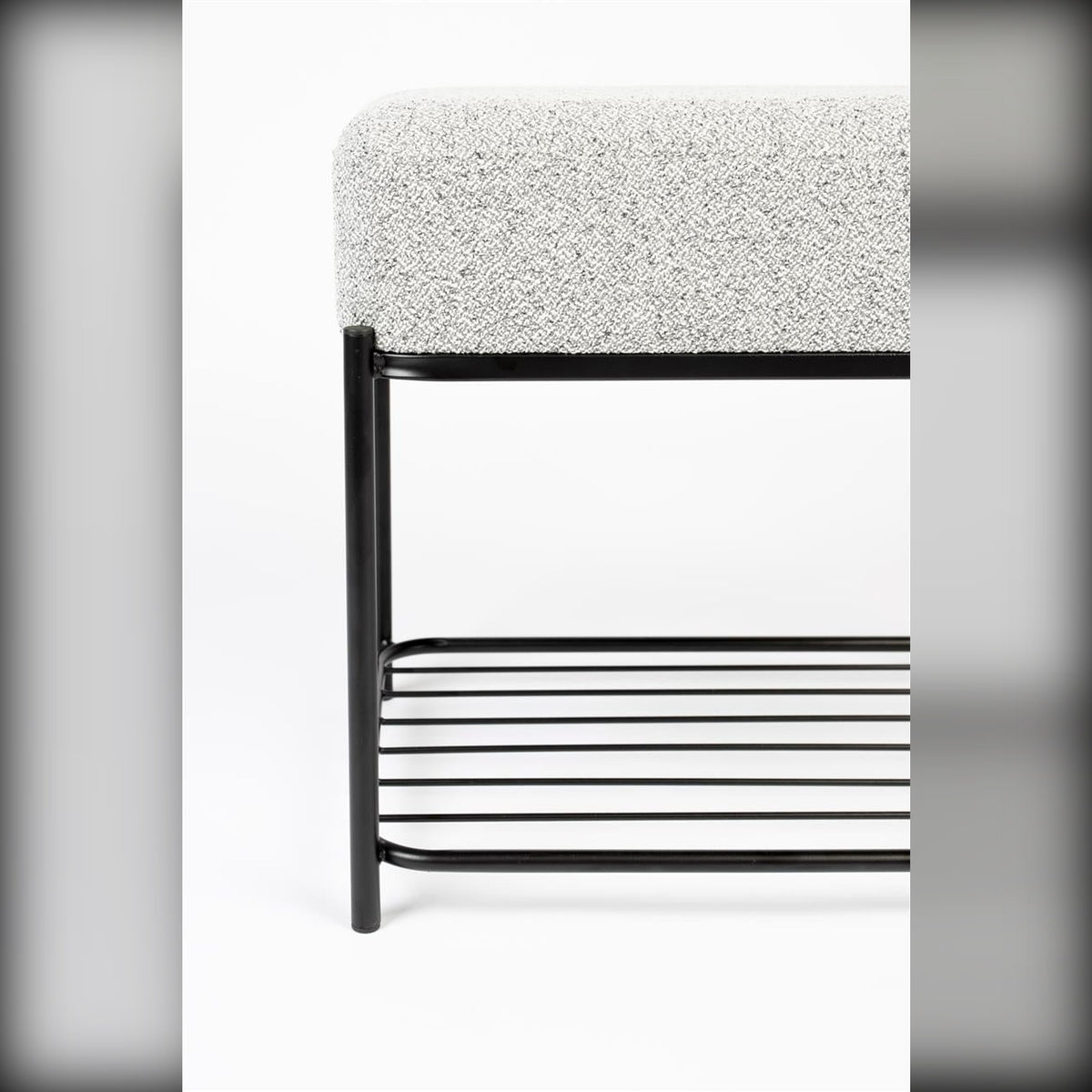 Stool Milou Rectangular Domestica – Seat and Black Metal Frame Detail