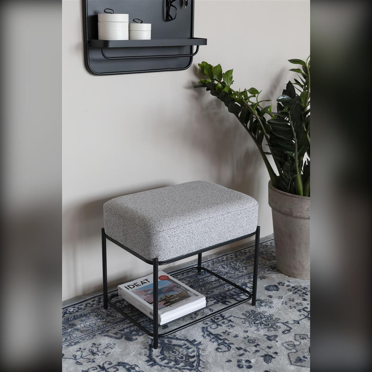 Stool Milou Rectangular Domestica – Lifestyle – Beside a Plant, Close View