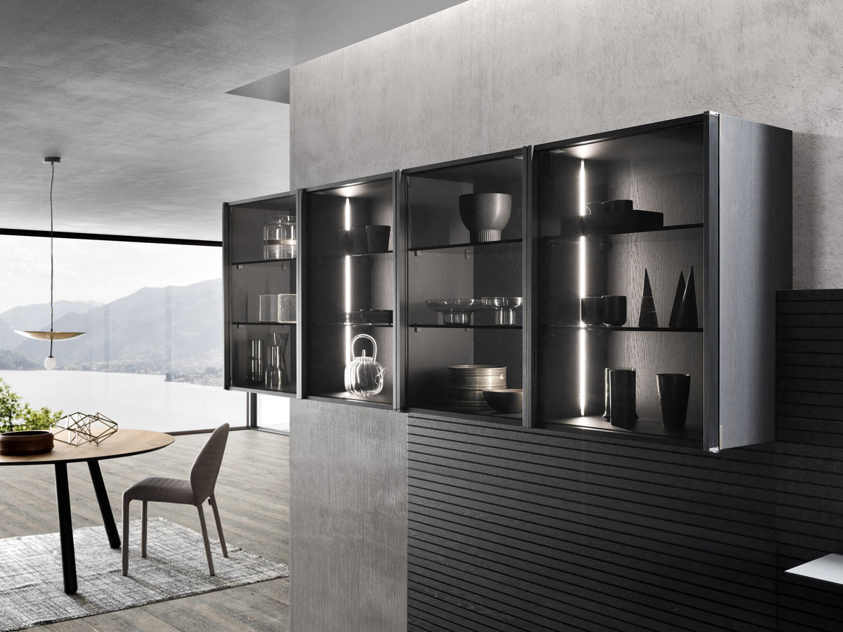 Pedini Quadra 10 glass-fronted tall units