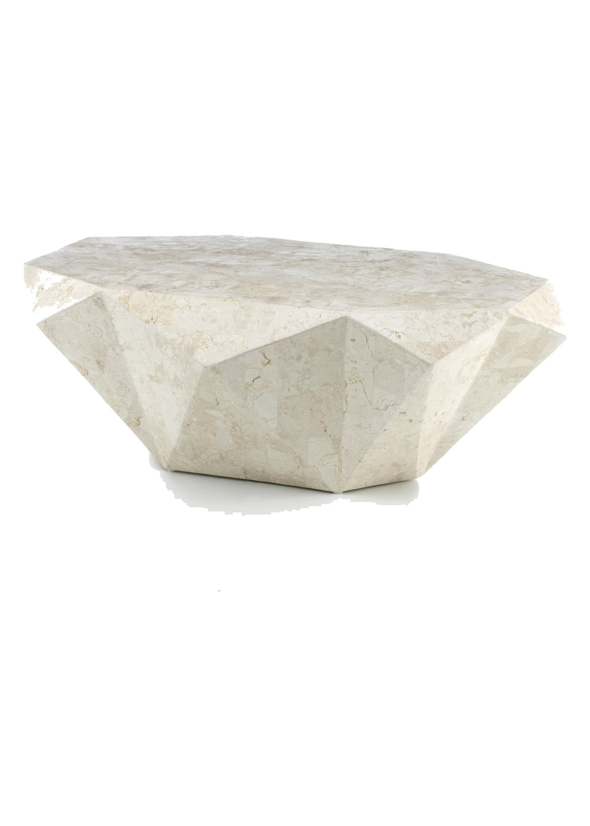 Coffee Table Diamond Medium Fossil Stone Domestica – Front View on White