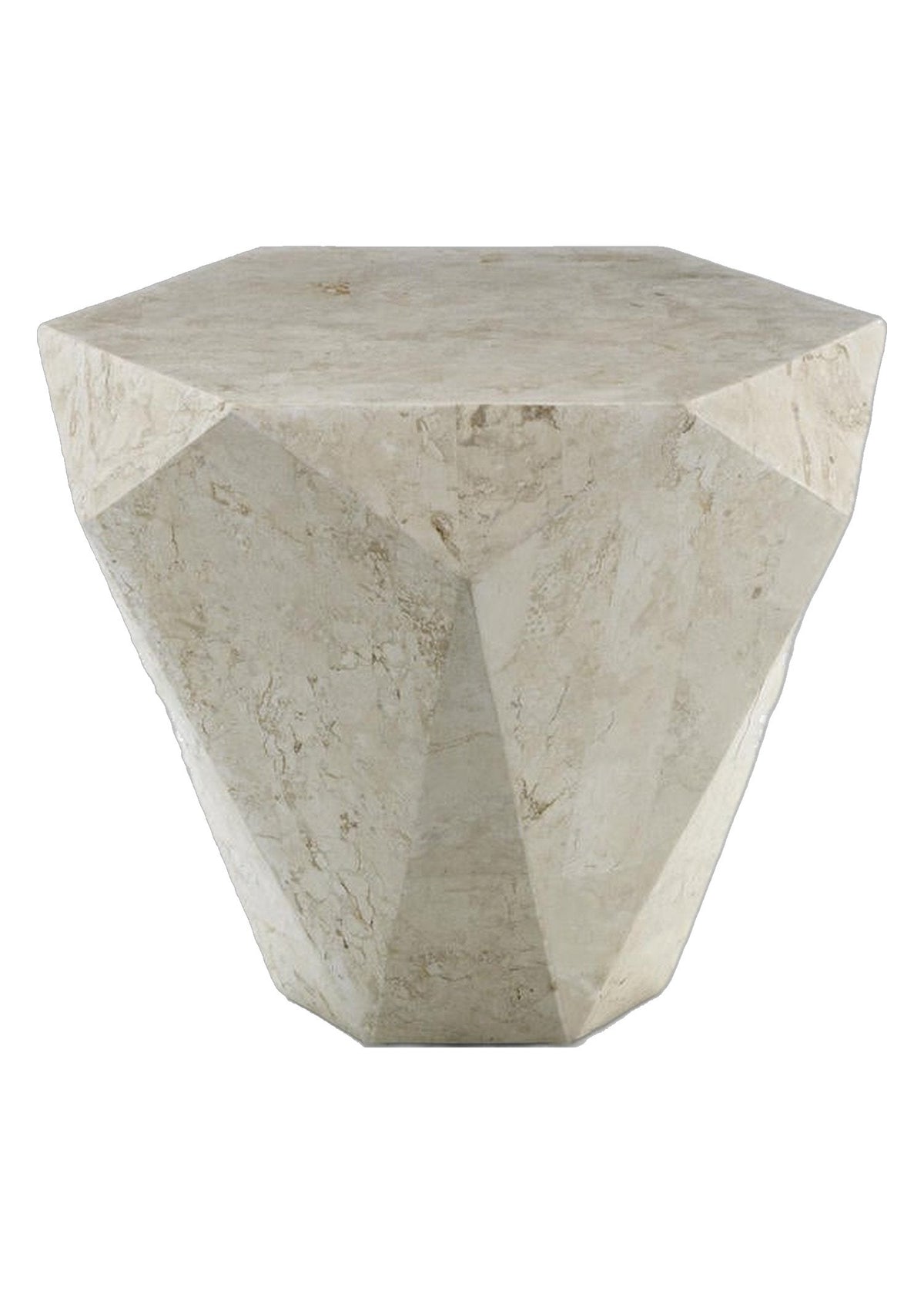 Side Table Diamond Small Fossil Stone Domestica – Front View on White