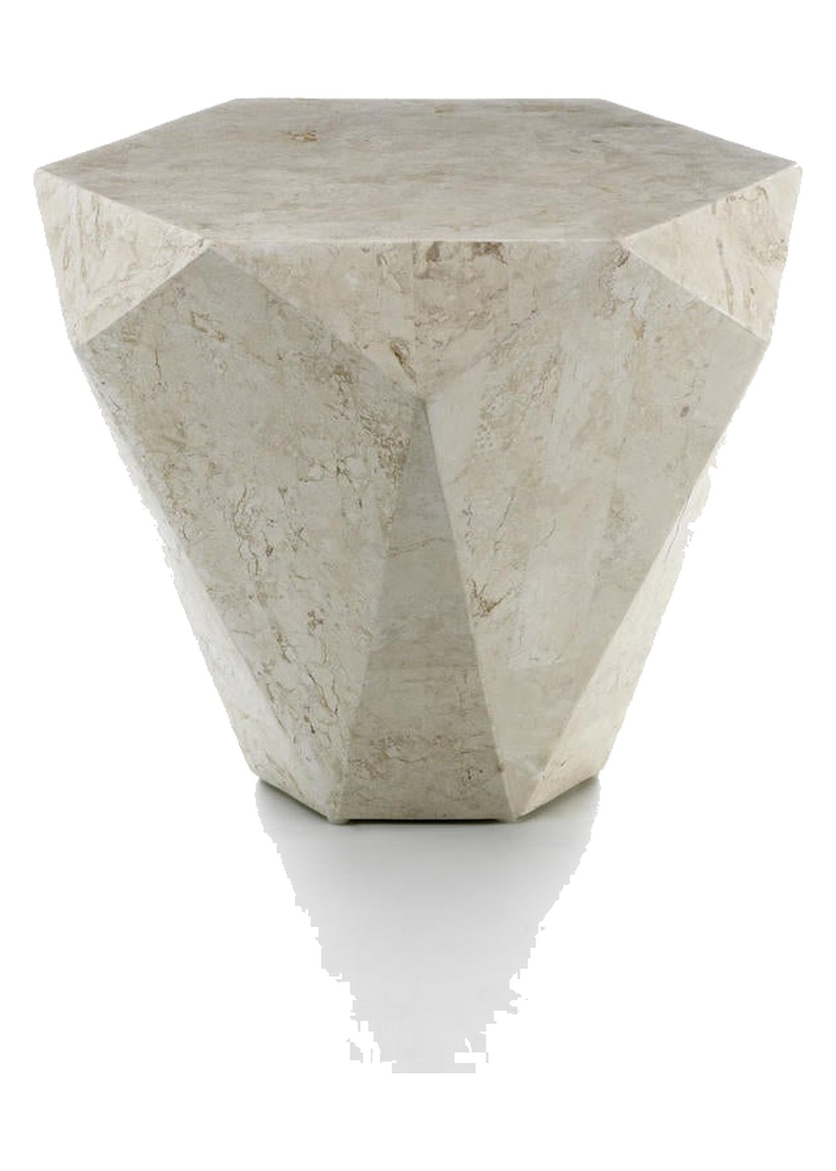 Side Table Diamond Small Fossil Stone Domestica – Front View on White