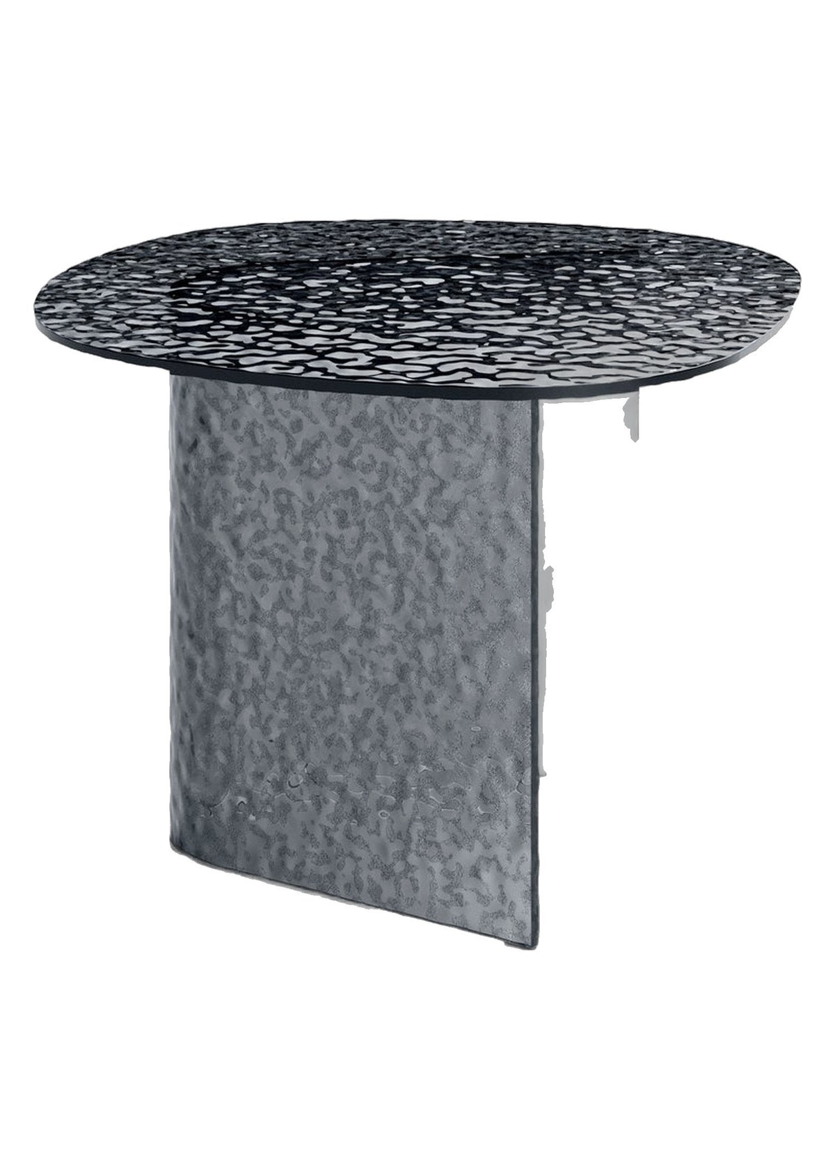 Side Table Fold Small Hammered Glass Domestica – Front View on White