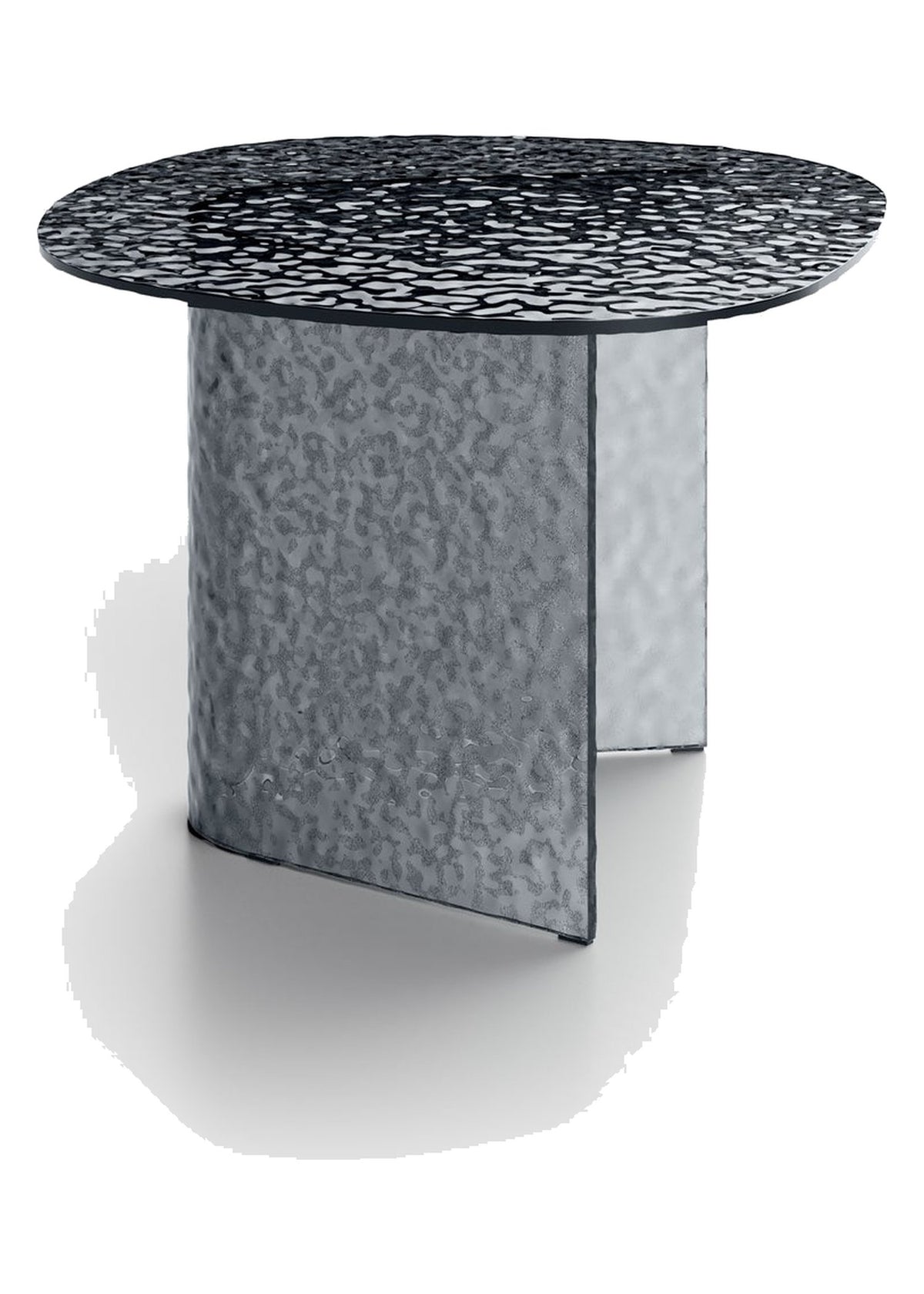Side Table Fold Small Hammered Glass Domestica – Front View on White
