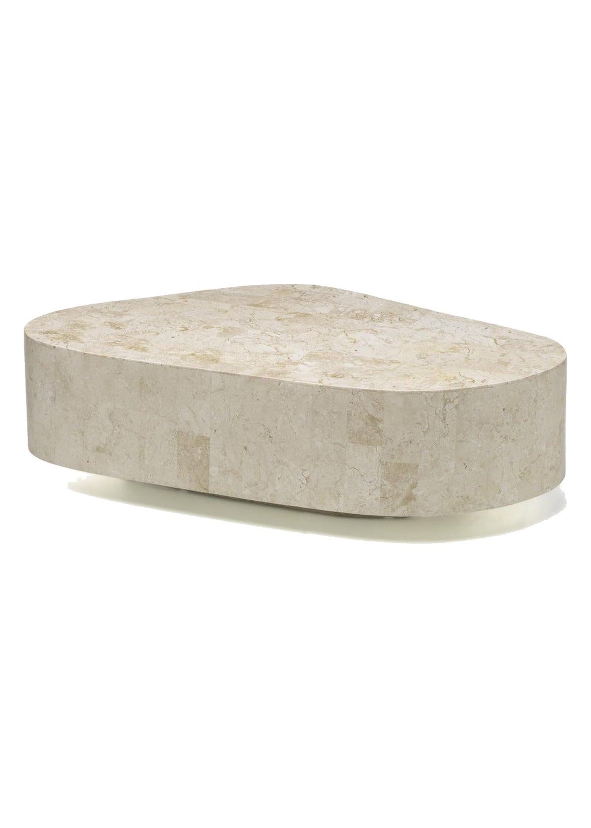 Coffee Table Trapezio Fossil Stone Domestica – Front View on White