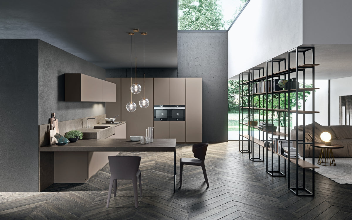 Pedini Moka kitchen and table as a single element