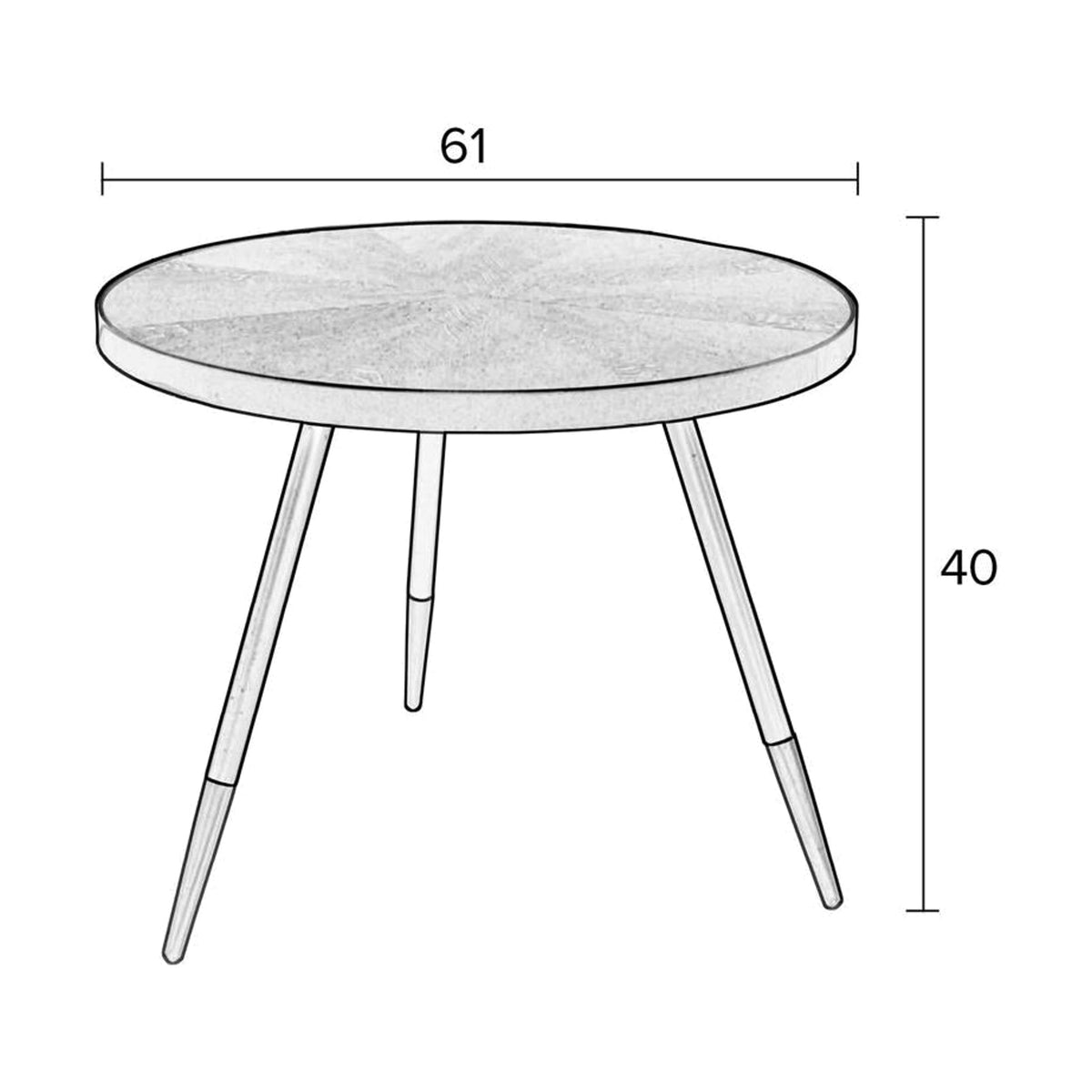 Coffee Table Denise Walnut Gold Domestica – Dimensions Drawing