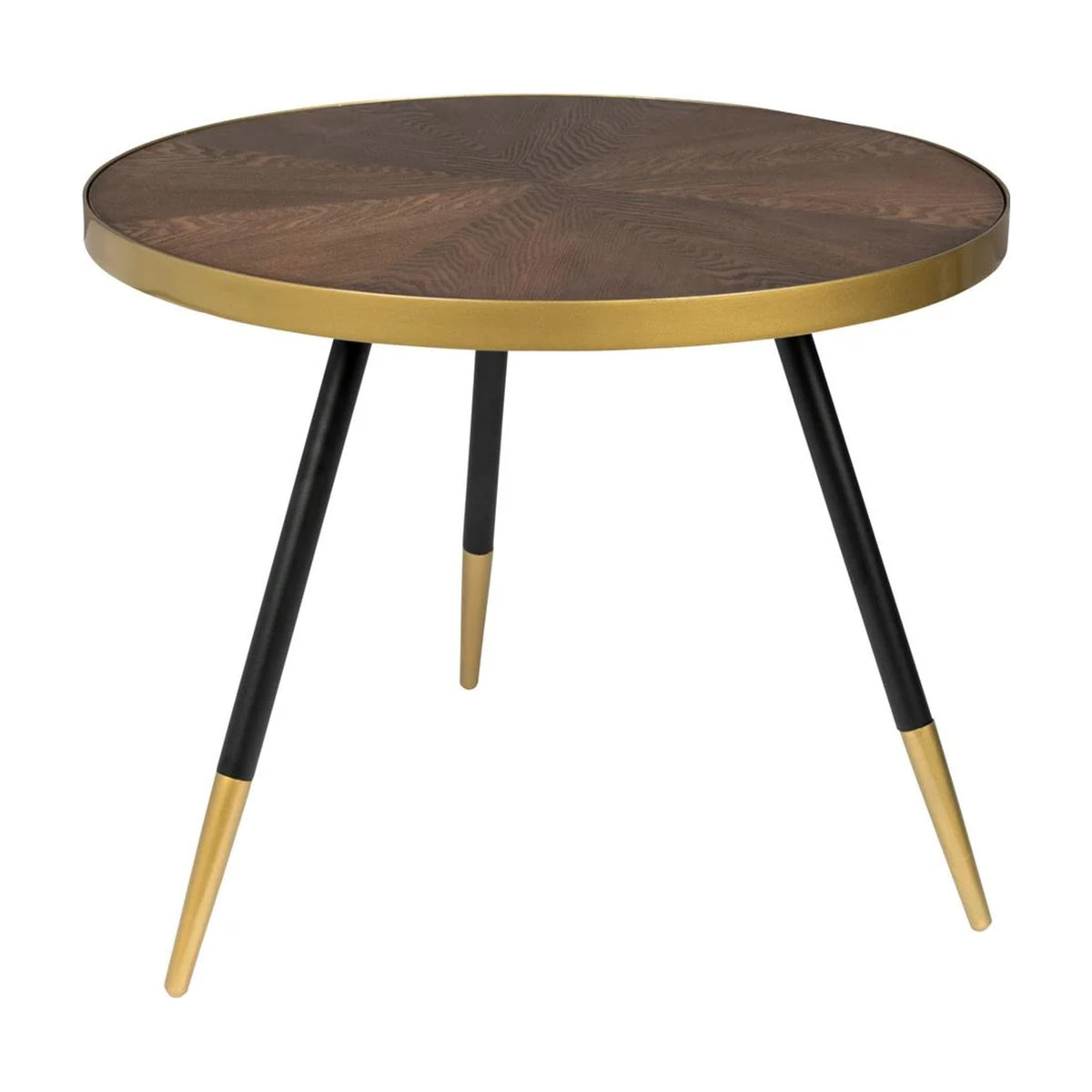 Coffee Table Denise Walnut Gold Domestica – Front View on White