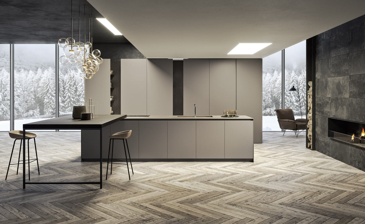 Pedini Arkè kitchen with herringbone floor