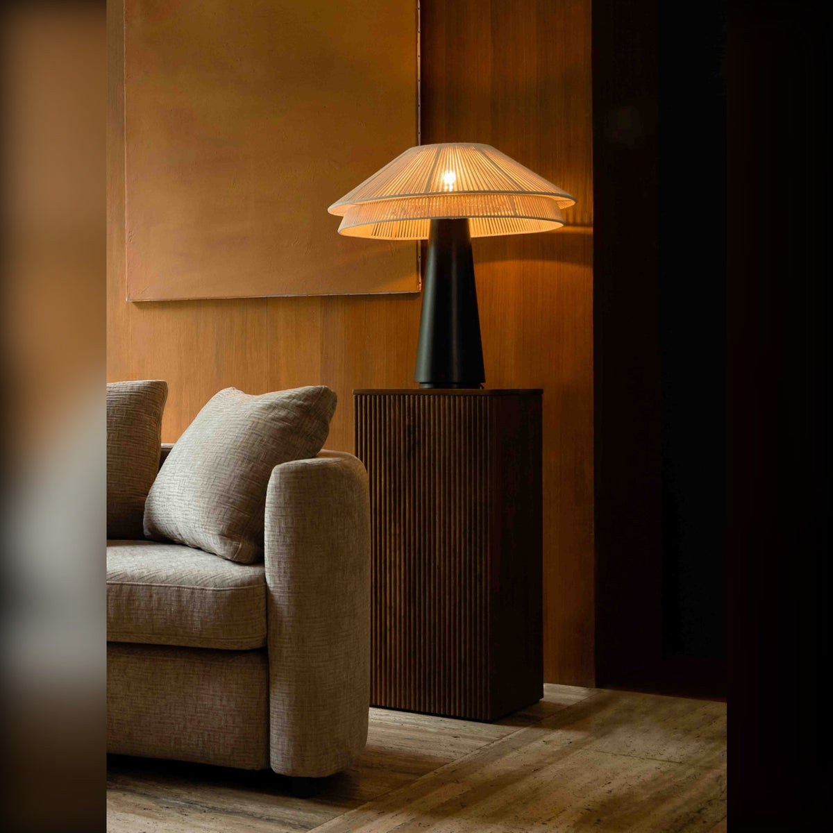 Table Lamp Elon Natural Domestica – Lifestyle – Living Room with Sofa