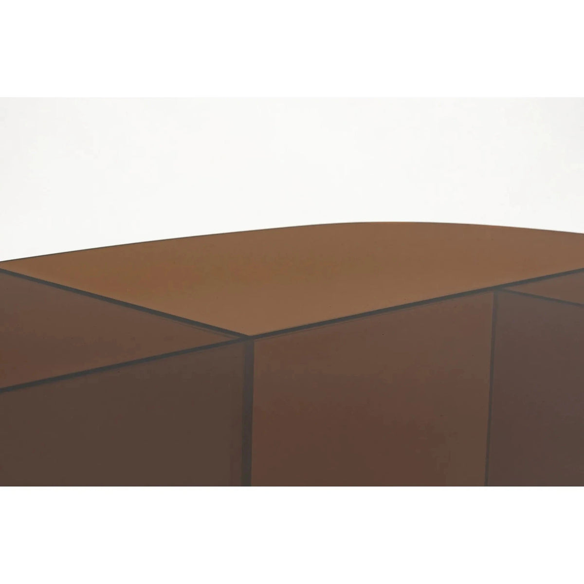 Coffee Table Linea Brown Domestica – Rounded Glass Top Edge Close-up