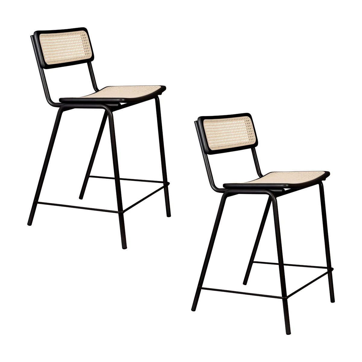 Counter Stool Jort 66.5 cm Natural Black Domestica – Set of Two Counter Stools, Three Quarter View
