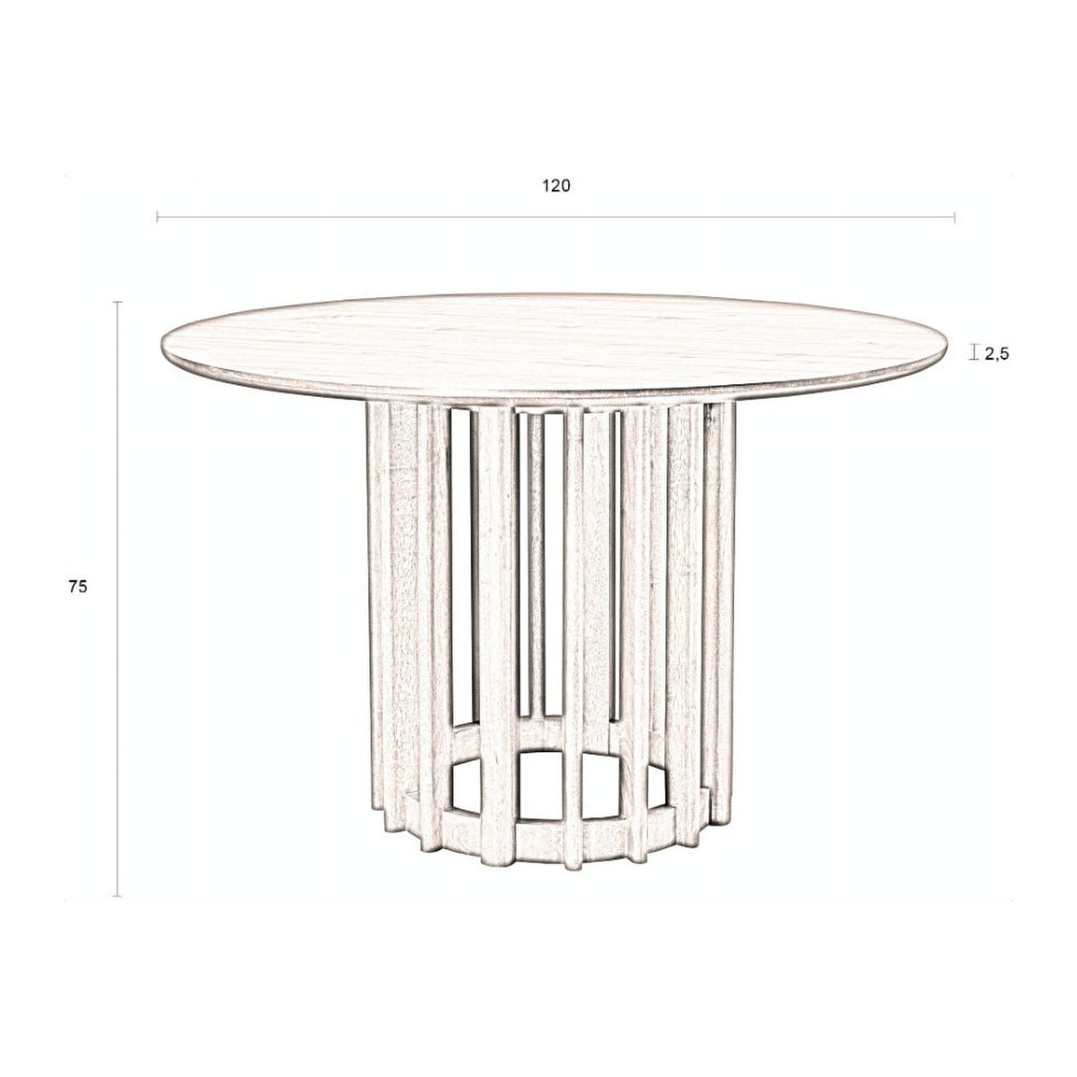 Dining Table Barlet 120 Oak Domestica – Dimensions Drawing