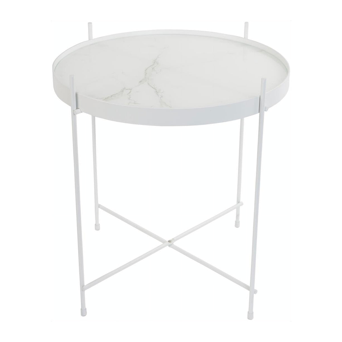 Side Table Cupid Marble White Domestica – Three Quarter View on White