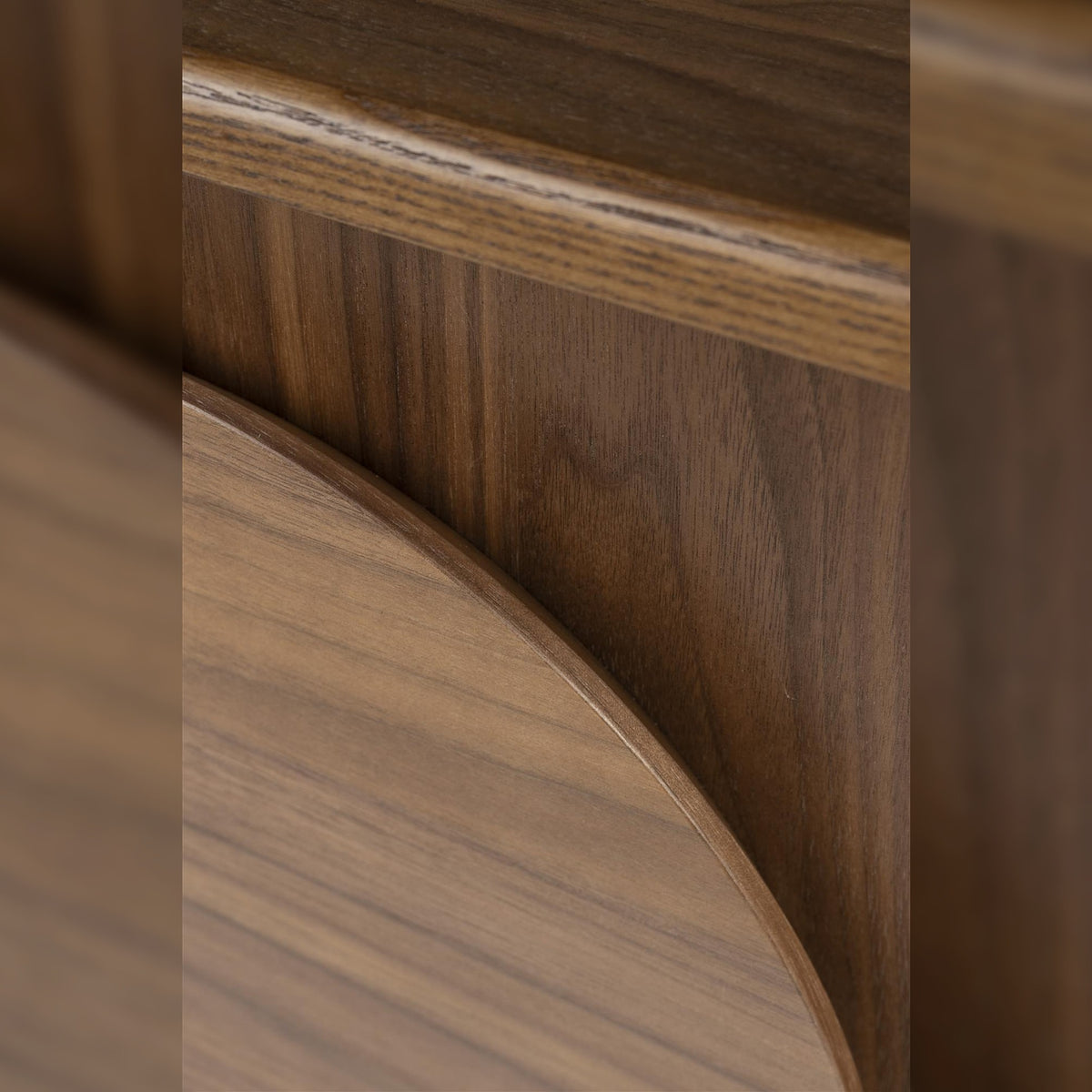 Side Table Groove Walnut Domestica – Rounded Drawer Front Close-up