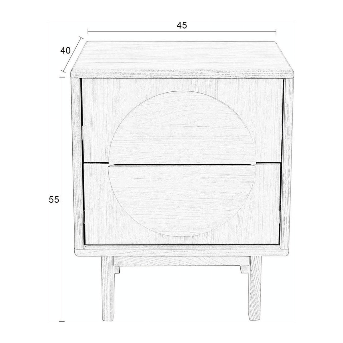 Side Table Groove Walnut Domestica – Dimensions Drawing