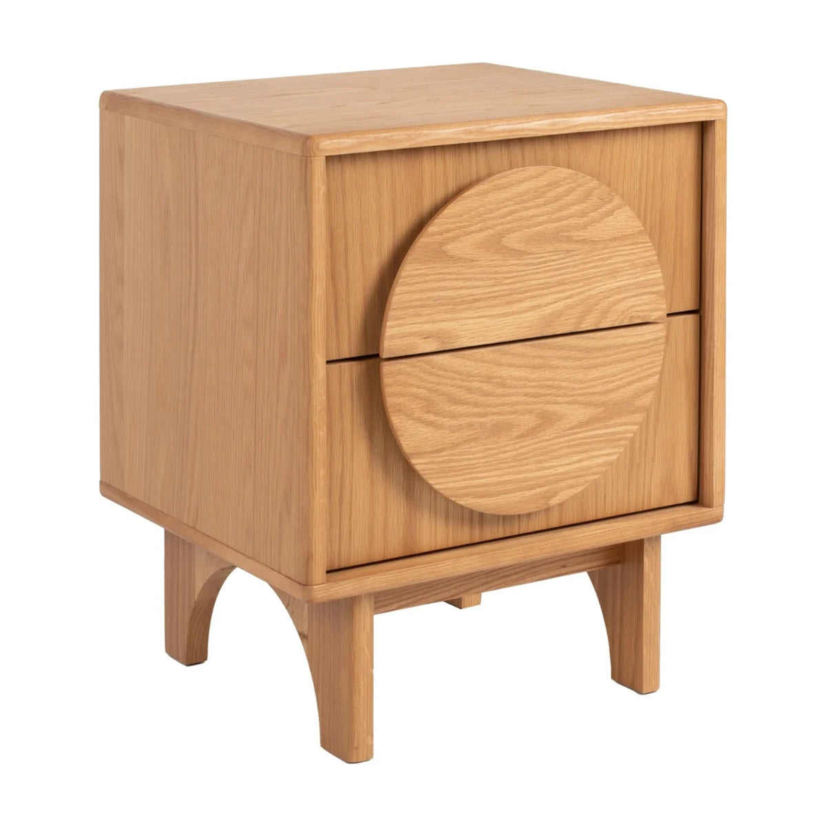 Side Table Groove Natural Oak Domestica – Three Quarter View on White